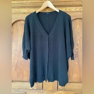 Jarbo oversize black rayon cotton knit cardigan sweater